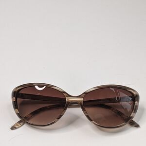 Amber Lens Striped Cat Eye Sunglasses